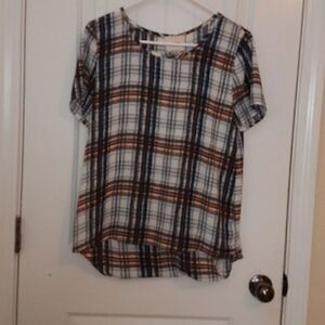 I. Madeline Plaid Blouse Size Small